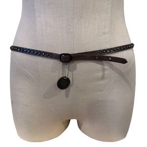 Vintage street ahead leather embellished rhinestone belt medium western boho